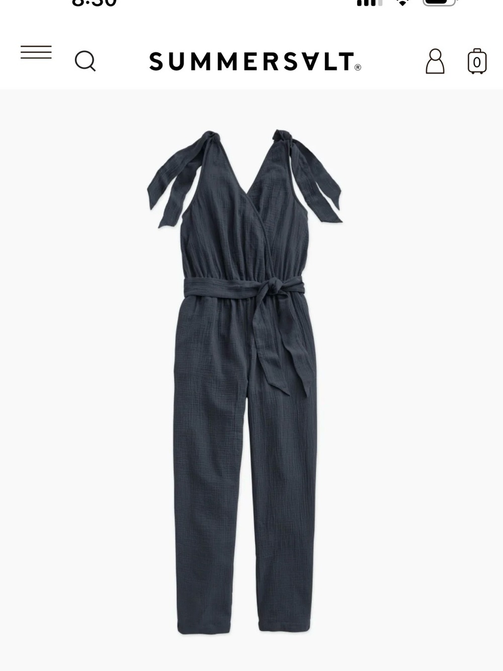 NWT Summersalt Charcoal Tie-Shoulder Jumpsuit